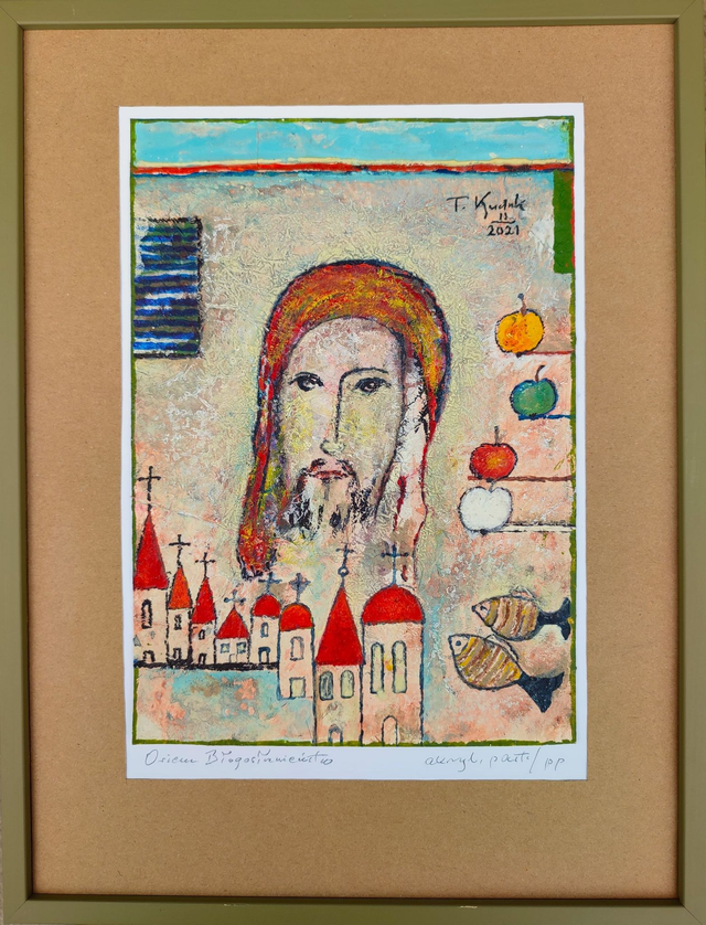 Osiem błogosławieństw, 42x32 (28x20) akryl pastel papier 2021