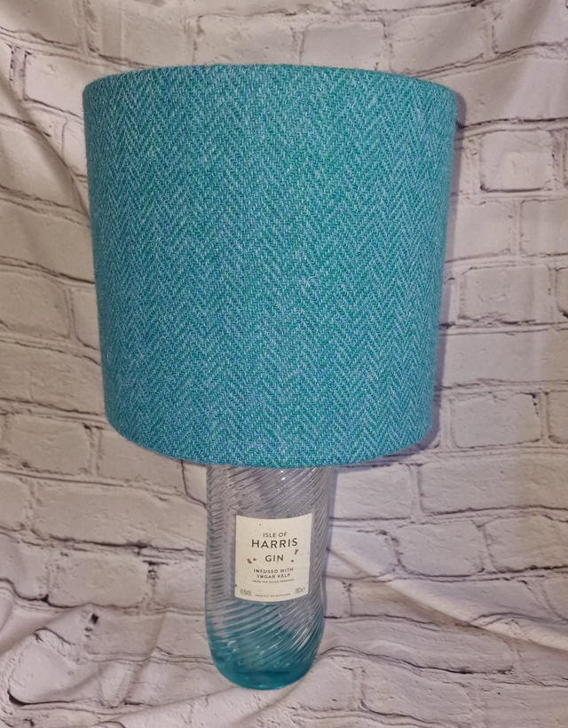 Teal Herringbone Harris Gin Lamp