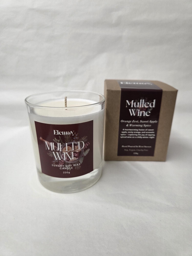 Mulled Wine Refillable Glass Jar Soy Wax Candle - ES-025