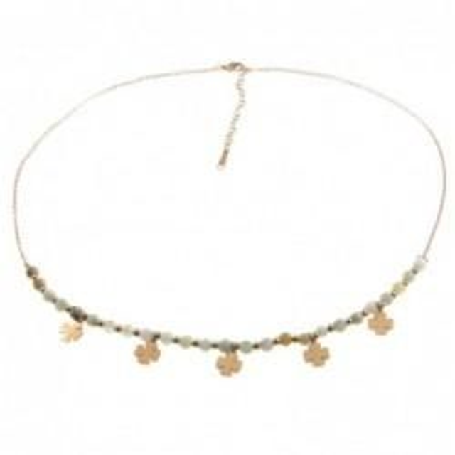 Collana donna con pietre naturali bijoux e charms a quadrifoglio 