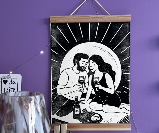 Affiche - Pic-Nic lovers - linogravure - format A4