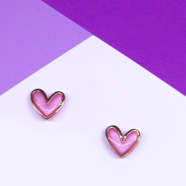 Pink Pearl Heart Studs