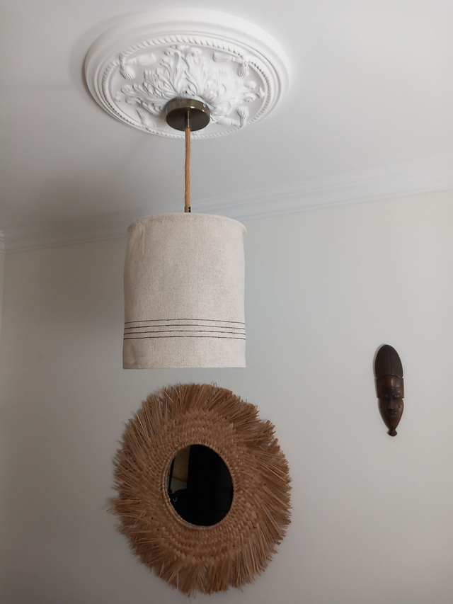 Abat-jour pour suspension en chanvre peint à la main diamètre 25 cm