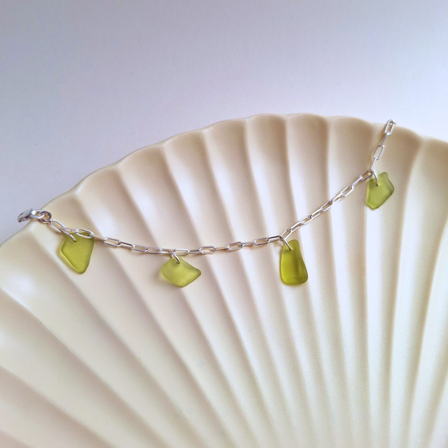 Bocca jaune - bracelet en argent et verre des plages