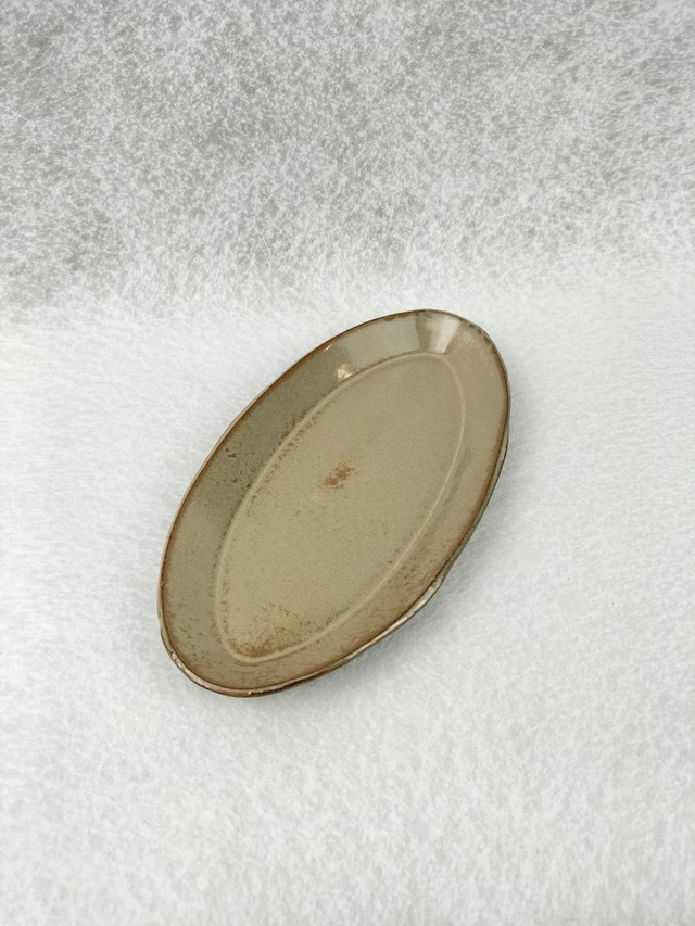 Plat ovale Uni  – Beige et bleu