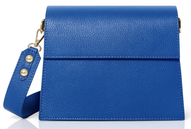 Royal Blue Italian Leather Handbag with shoulder strap 
