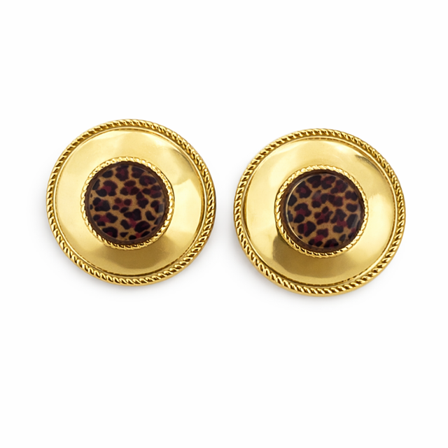 Pendientes acero dorado animal print 