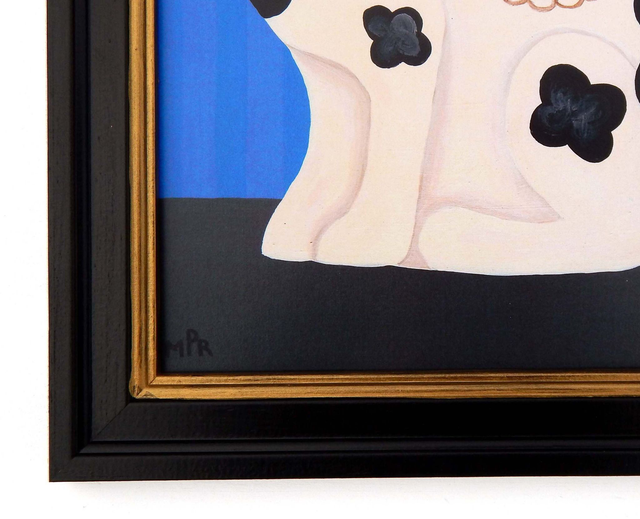 Framed Fine Art Print - Staffordshire Dog - Left Facing - Blue