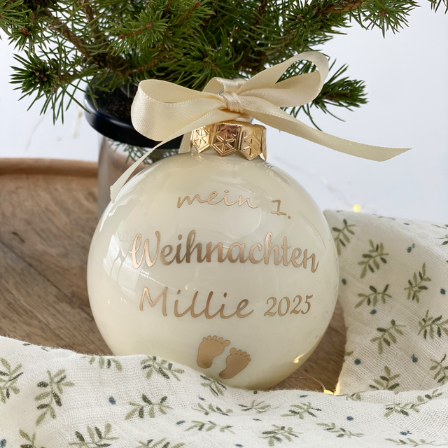 Personalisierte Weihnachtskugeln –  "Mein erstes Weihnachten"