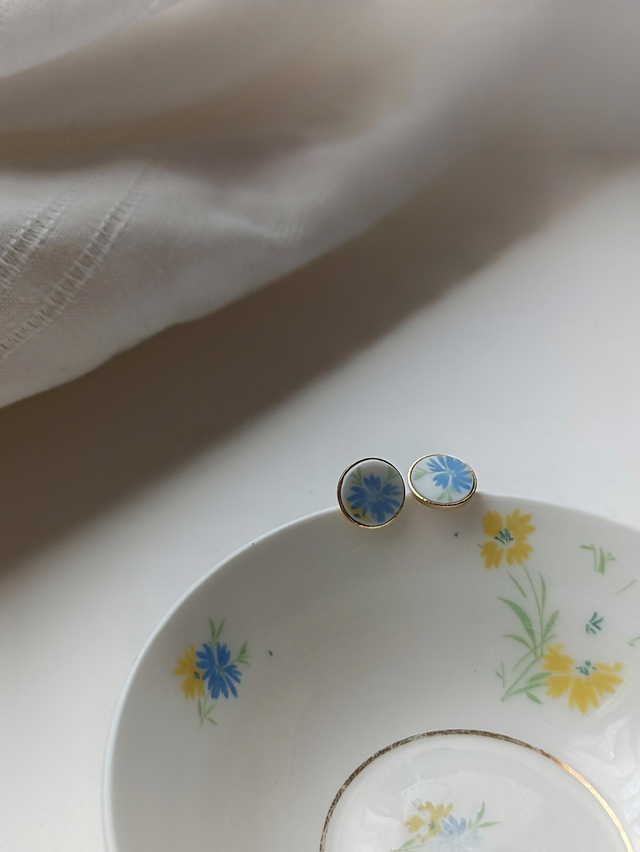 Boucles d&#039;oreilles simples - porcelaine - Chapus et Fils Limoges - no.2