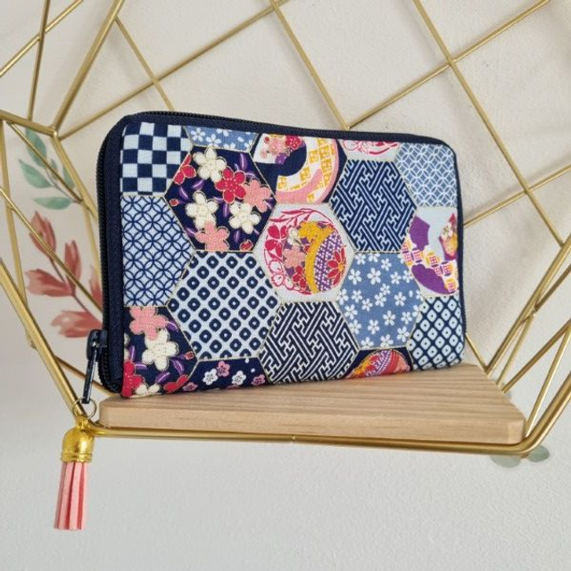 Portefeuille court zippé &quot;Yosetsu&quot; bleu