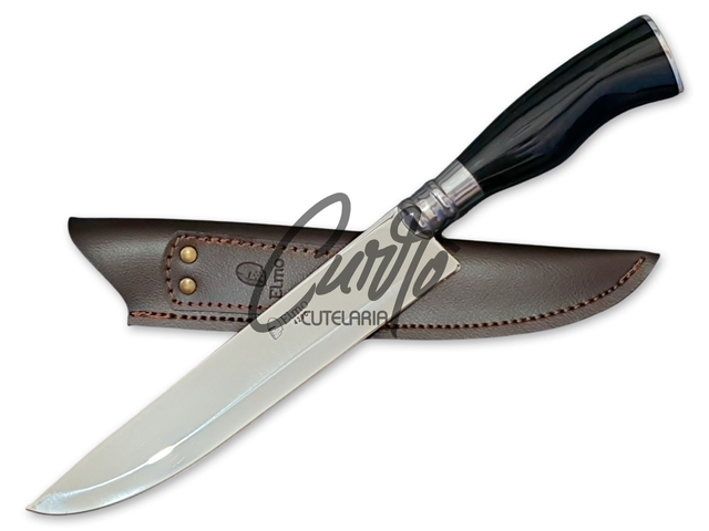 Faca Churrasco Elmo Aço Inox Cabo Resina Tipo Chifre 9 Pol