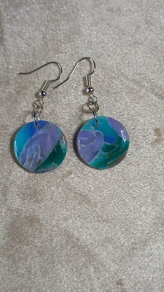 Rêve d'Atlantide - Boucles d'oreilles en argile polymère et acier inoxydable