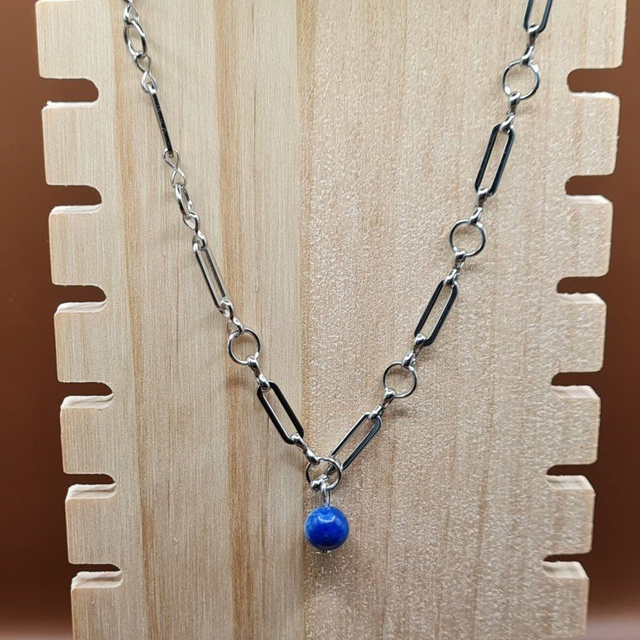 Collier grosse chaîne Minéral au choix 6 mm