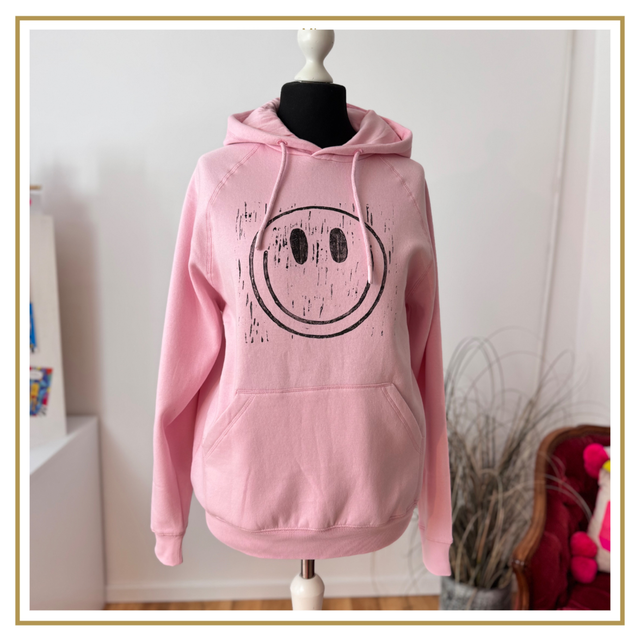 HOODIE - rosa SMILEY vorne