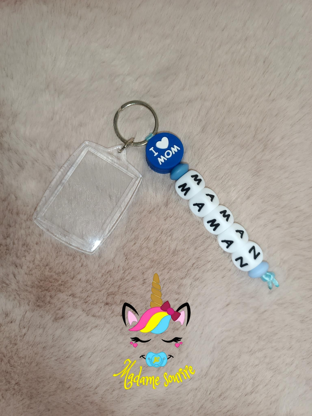 Porte clés photo 1 branche I Love MOM