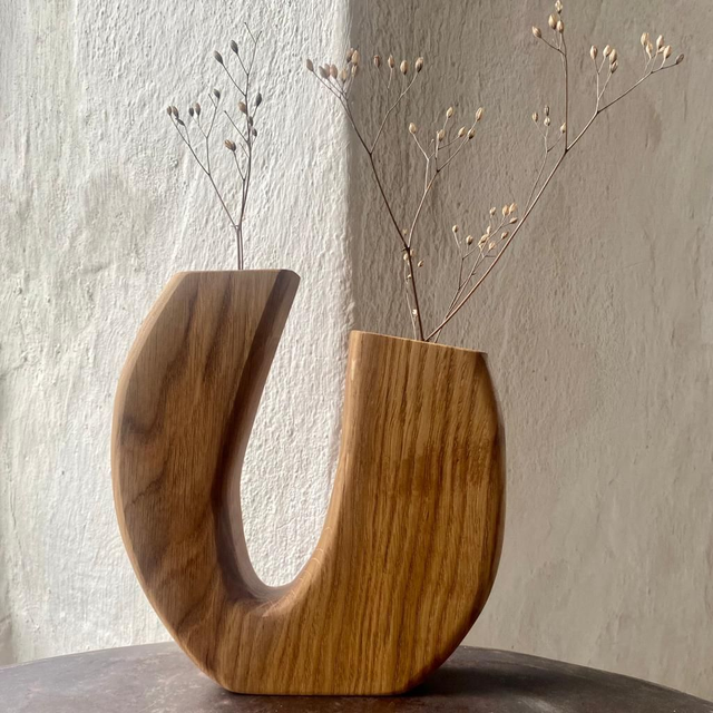 Soliflore double vases, Chêne