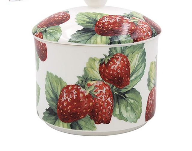 Homeware Sugar Bowl Strawberry Pattern