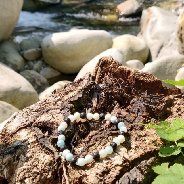  Amazonite &amp; Pierre De Lave Bracelet 6 mm