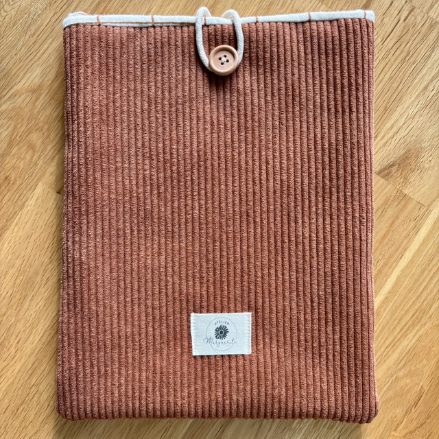 Protège livre broché - Velour marron et carreau 