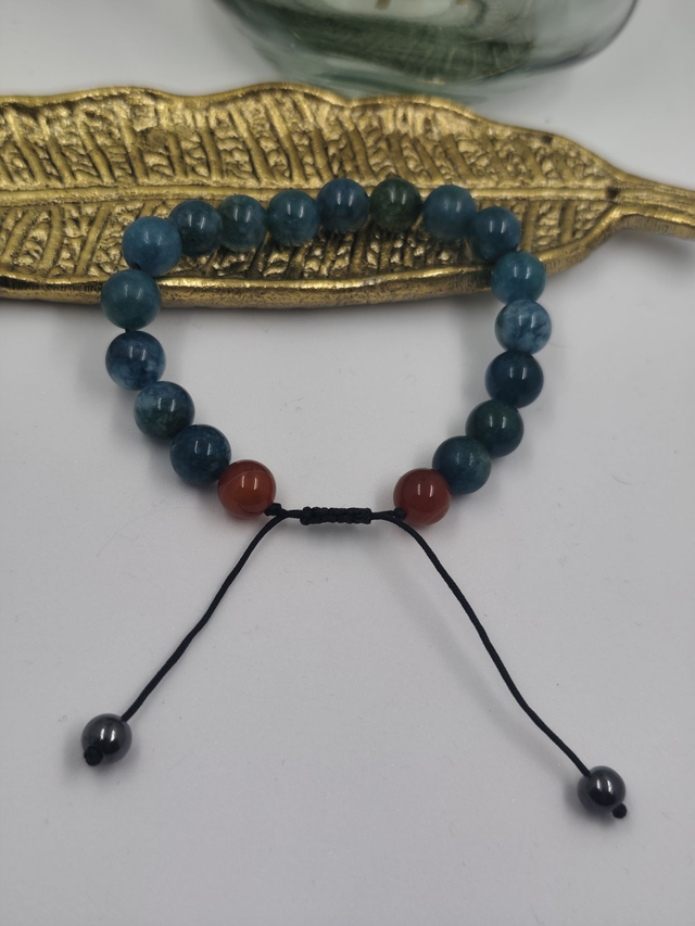 Bracelet ajustable Apatite, Cornaline &amp; Hématite