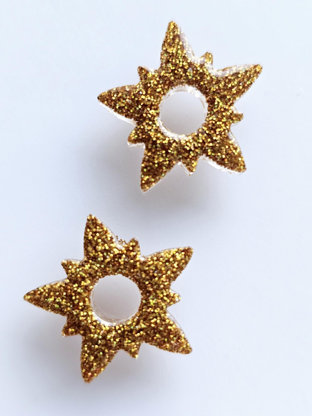 PAIRE PAMPILLES LULU doré multi paillettes