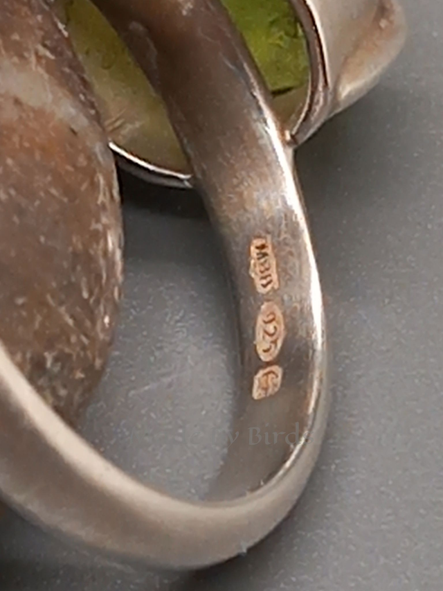 Tumbled Raw Peridot Sterling Silver Ring