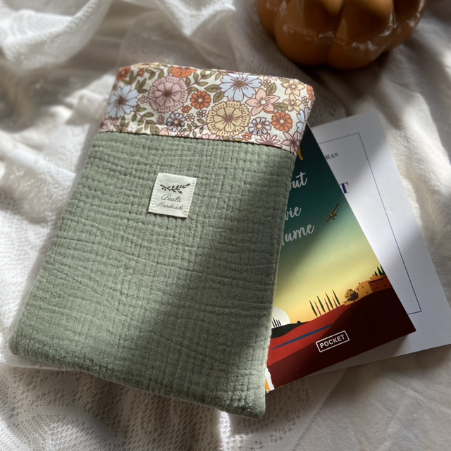 Housse livre poche/liseuse Vert sauge 