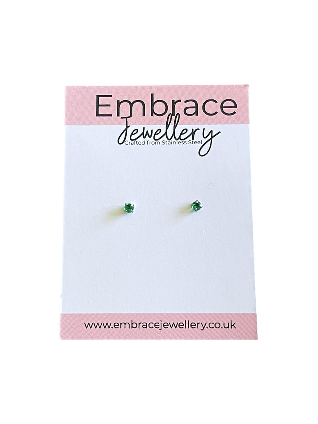 Tiny 2mm Emerald Green  Mini Comfort Back Studs