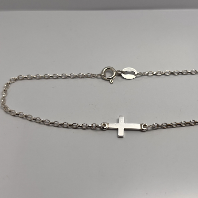 Bracelet Croix sur chaîne Jaseron 1,7- 17,5cm