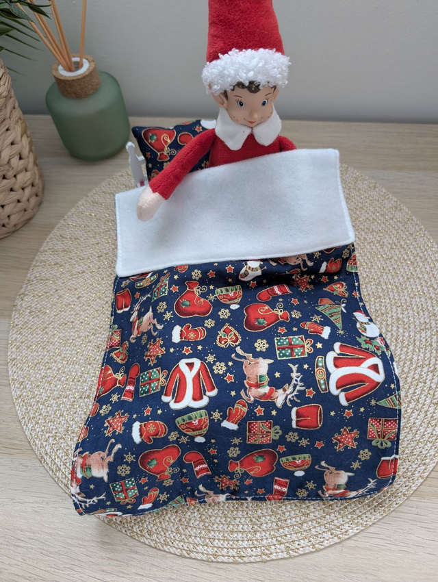 Parure de lit pour lutin farceur &quot;bleu marine habits de Noël&quot;