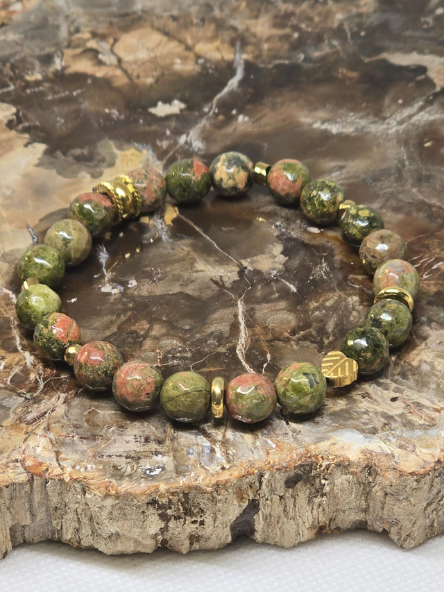 Bracelet Unakite à facette 0,8 cm