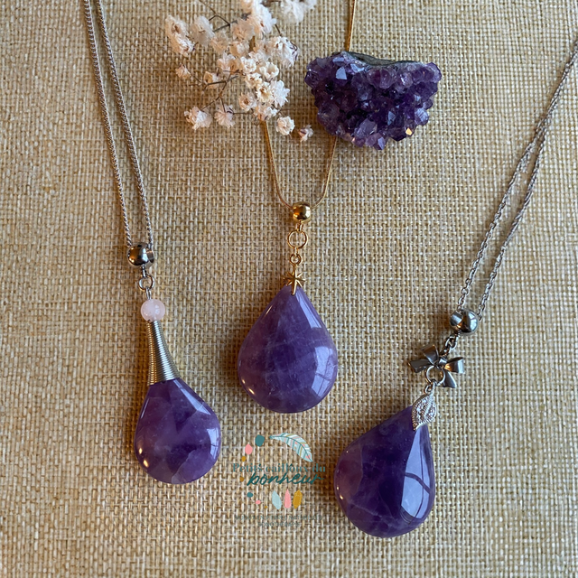 Collier goutte en améthyste 