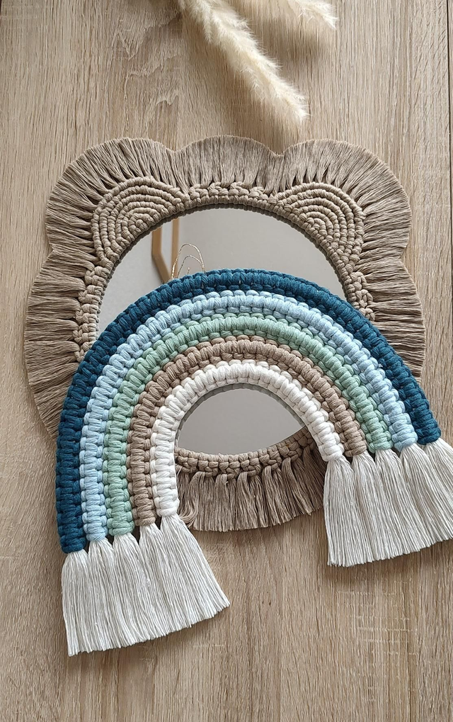 Commande Personnalisée - Lot miroir ourson beige + Arc-en-ciel 