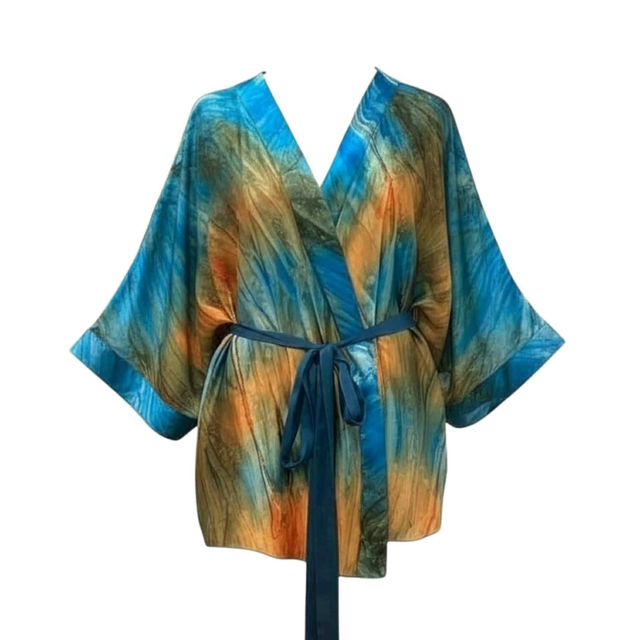Kimono Cousu Soie en soie multicolore – Taille unique 44-56