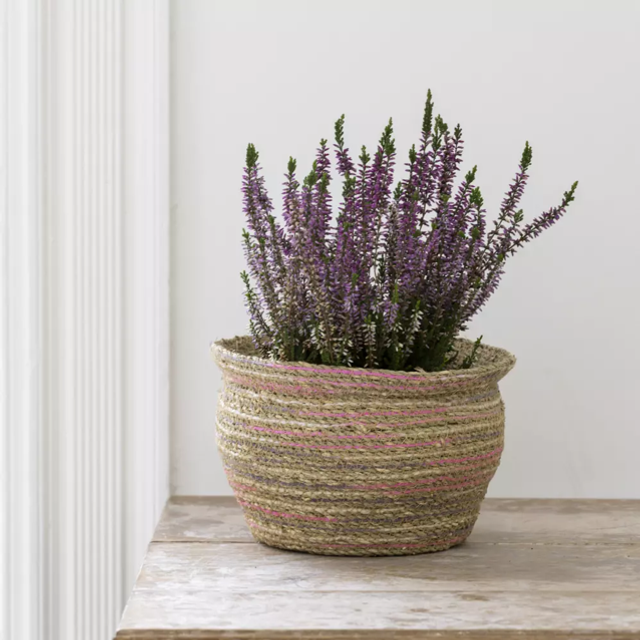 Seagrass &amp; Cotton Planter Pink