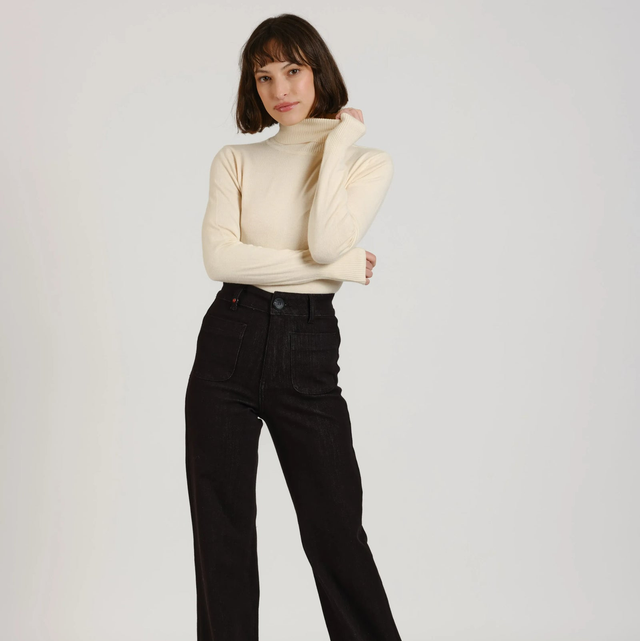 FAUVE high-waisted flared jeans Black