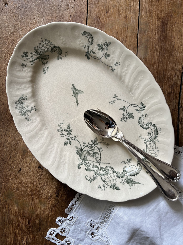 LAUZUN - Grand plat ovale modèle Lauzun signé Gien - Terre de Fer