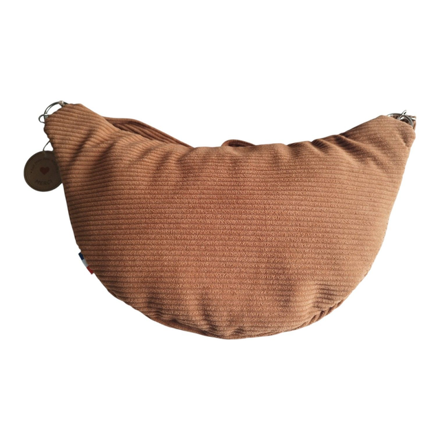 Sac banane en velours côtelé et matelassé marron