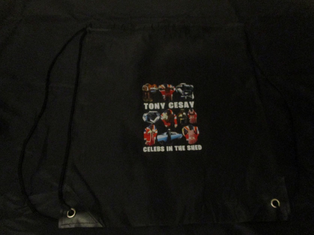 Tony Cesay White Bubble With Ten Photographs On BLACK Drawstring Bag (ABA Champion Boxer)