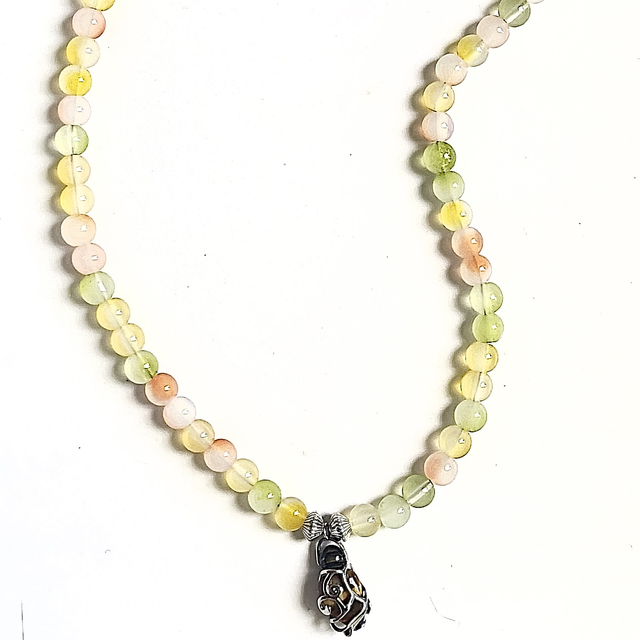 C17 - Collier perles en verre et pierre œil du tigre