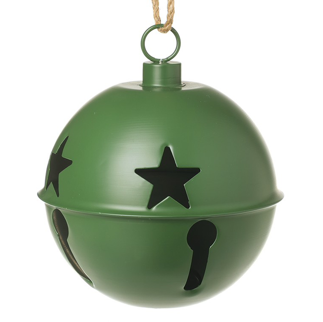 Hanging Green Cut Out Metal Bell Bauble 