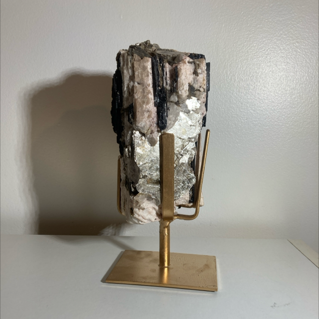 Black Tourmaline &amp; Mica on stand 