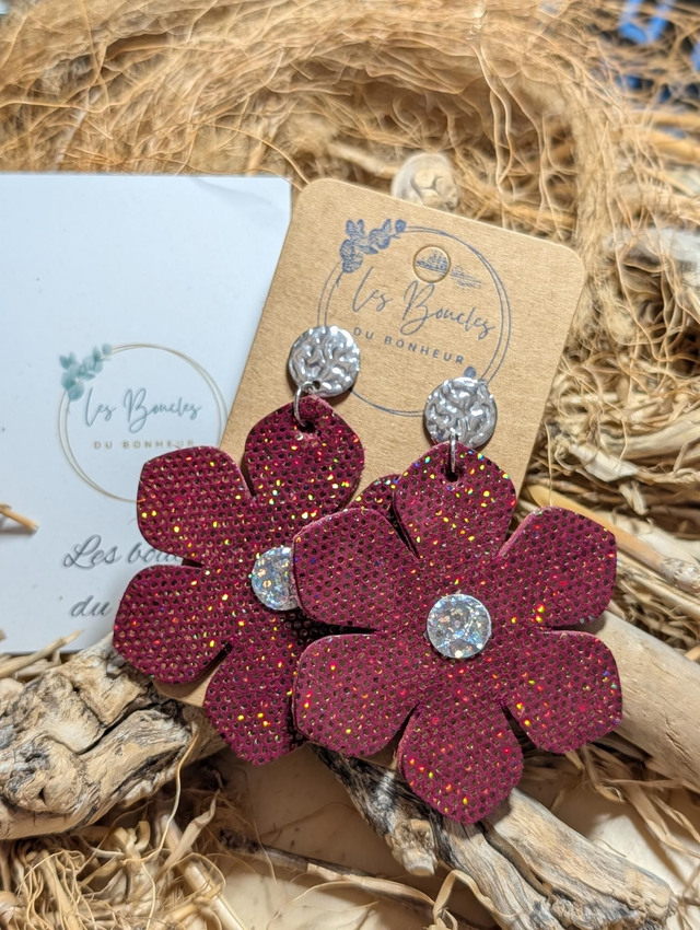 Boucles d'oreilles Ginette bordeaux gi044