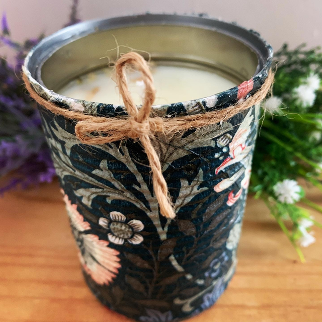 William Morris upcycled tin can candle (available in all fragrances)