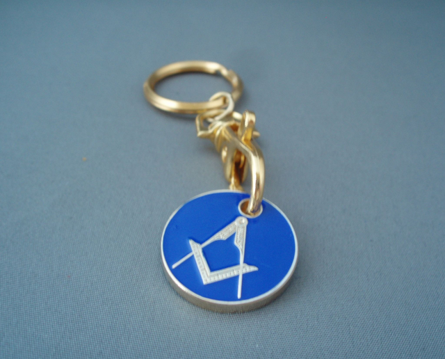 Gold plated Masonic trolley token keyring
