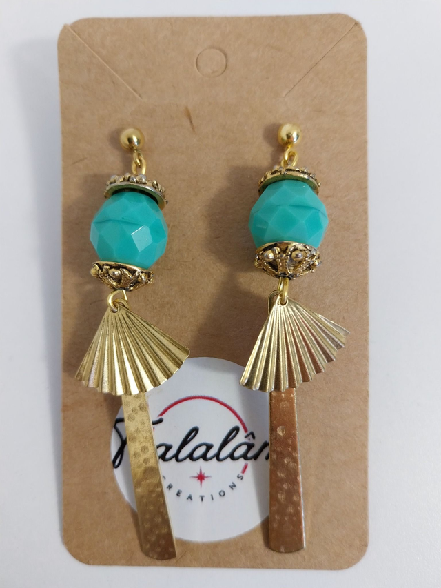✨Boucles d’oreilles &quot;éventail pampilles turquoise&quot;✨