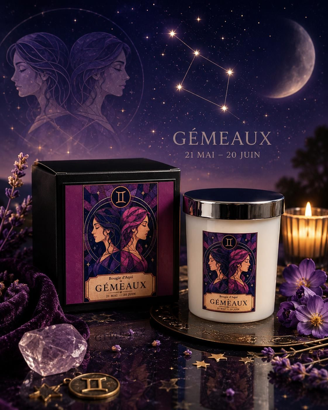 Bougie Zodiaque Gémeaux – Cachemire &amp; Soie – 160 g