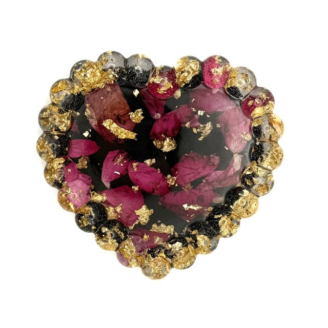 Cœur Bouboules vide poche pétales de roses 