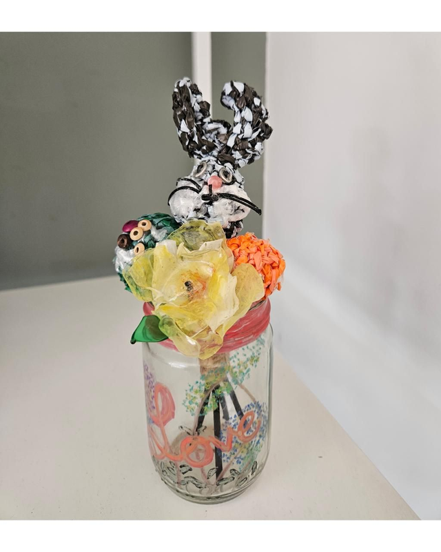 Bunny Ball Flowers Diffuser Bottles Glass Fragrance Containers Handpaint ECO Handmade
